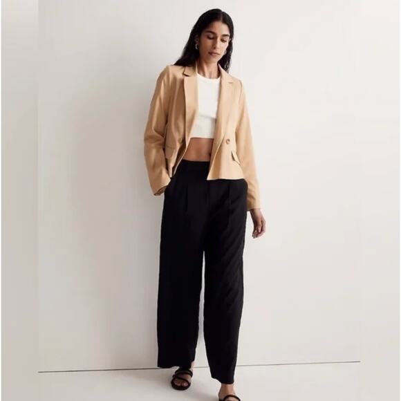 MADEWELL Drapeweave Caldwell Double Breasted Blazer Cropped Tan Sz XS NWT {SS21} - Picture 2 of 5